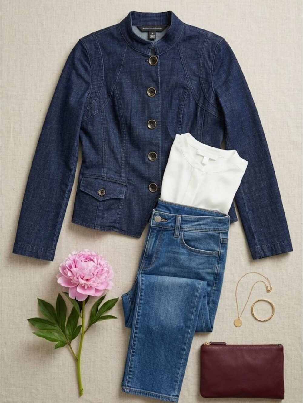 EUC WHBM Dark Wash Slim Fit Denim Jacket, 4P
